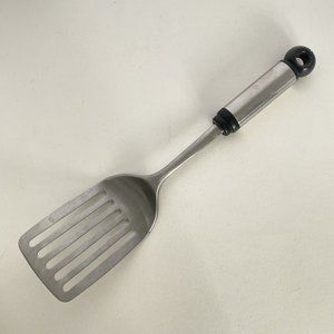 Farberware Kitchen Slotted Spatula Stainless Steel Black Ring Top Grill Flip